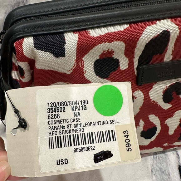 Gucci Cosmetic/Travel Case mini leopard painting in Red Brick/Nero NWT - Picture 11 of 11